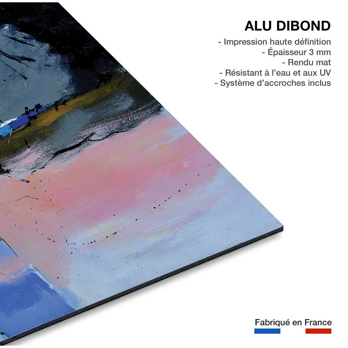 Tableau bleu et rivage côtier tableau alu dibond, HEXOA
