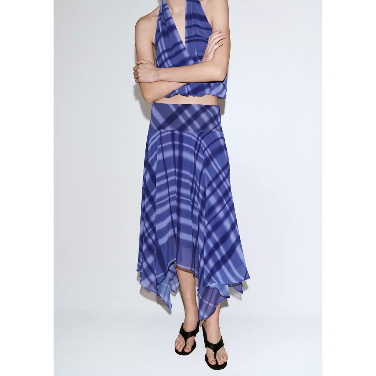 Jupe longue évasée bleu, MANGO