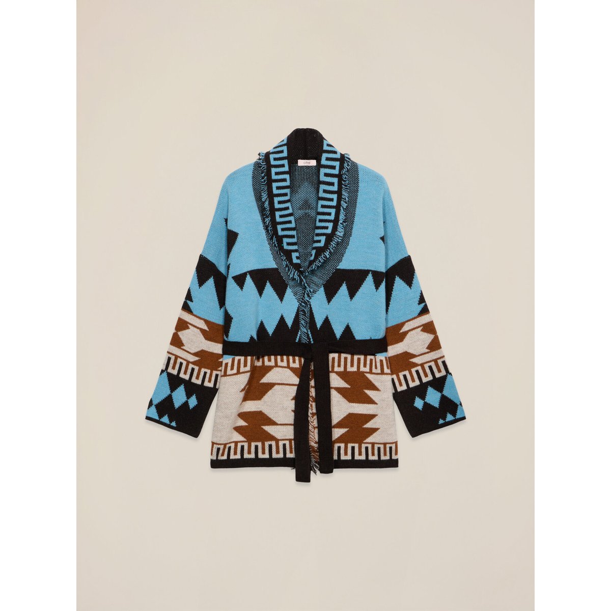 Cardigan jacquard à franges light - blue, OLTRE
