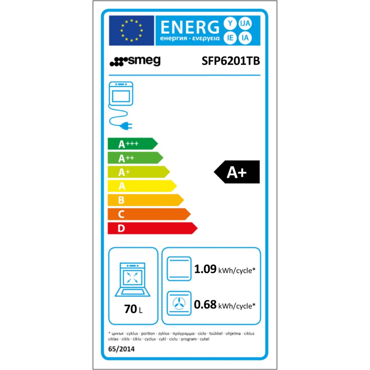 Four encastrable SFP6201TB - Pyrolyse - Chaleur pulsée - Porte froide couleur unique, SMEG