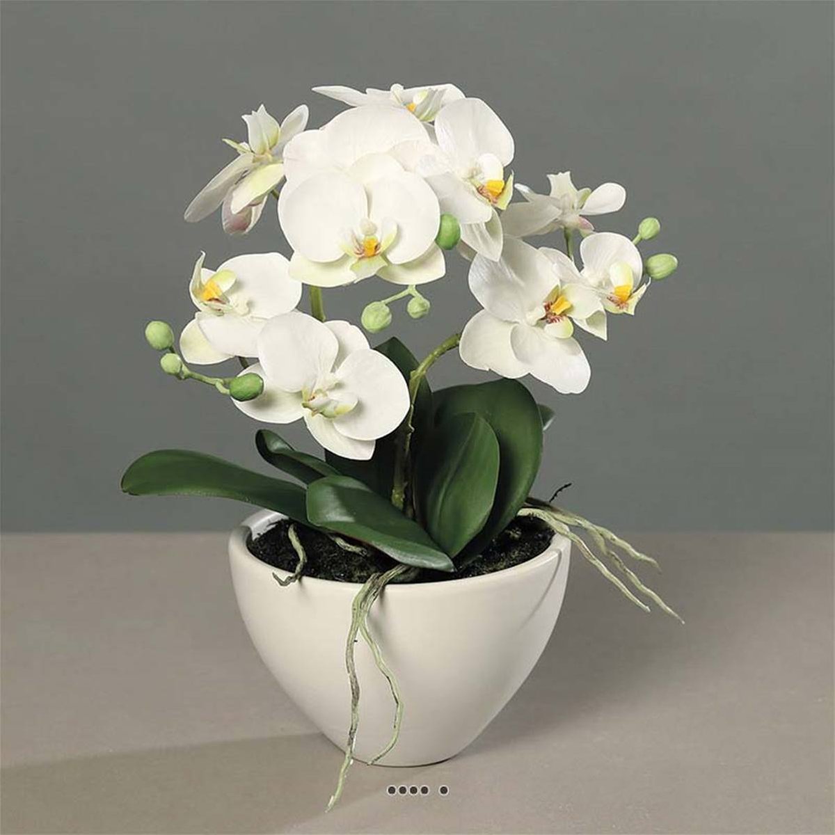 Orchidée phalaenopsis artificielle en coupe crème, ARTIFICIELLES