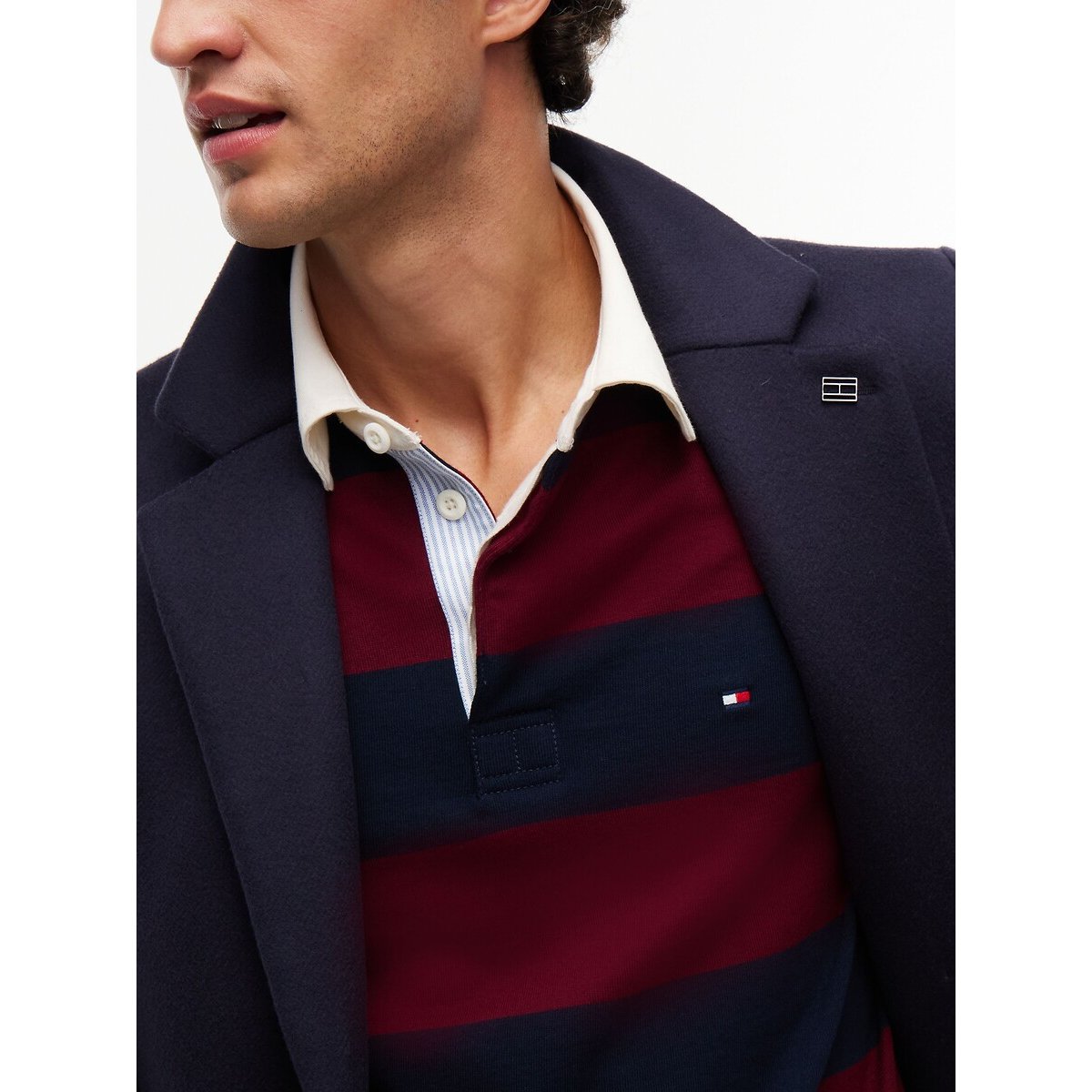 Sweat col polo, Elevated Essential bordeaux/marine, TOMMY HILFIGER