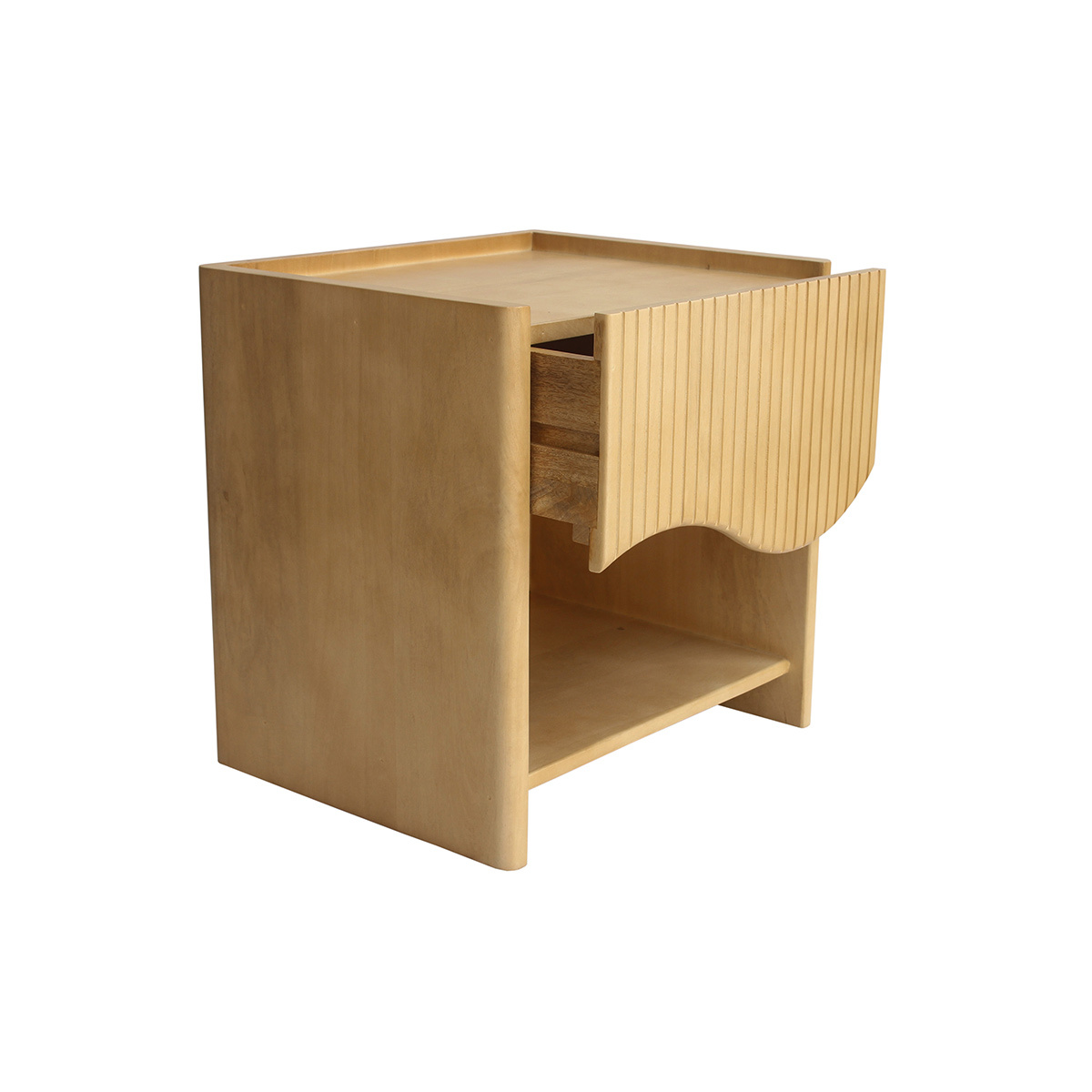 Table de chevet avec tiroir en bois manguier massif NEREA bois brut, MILIBOO