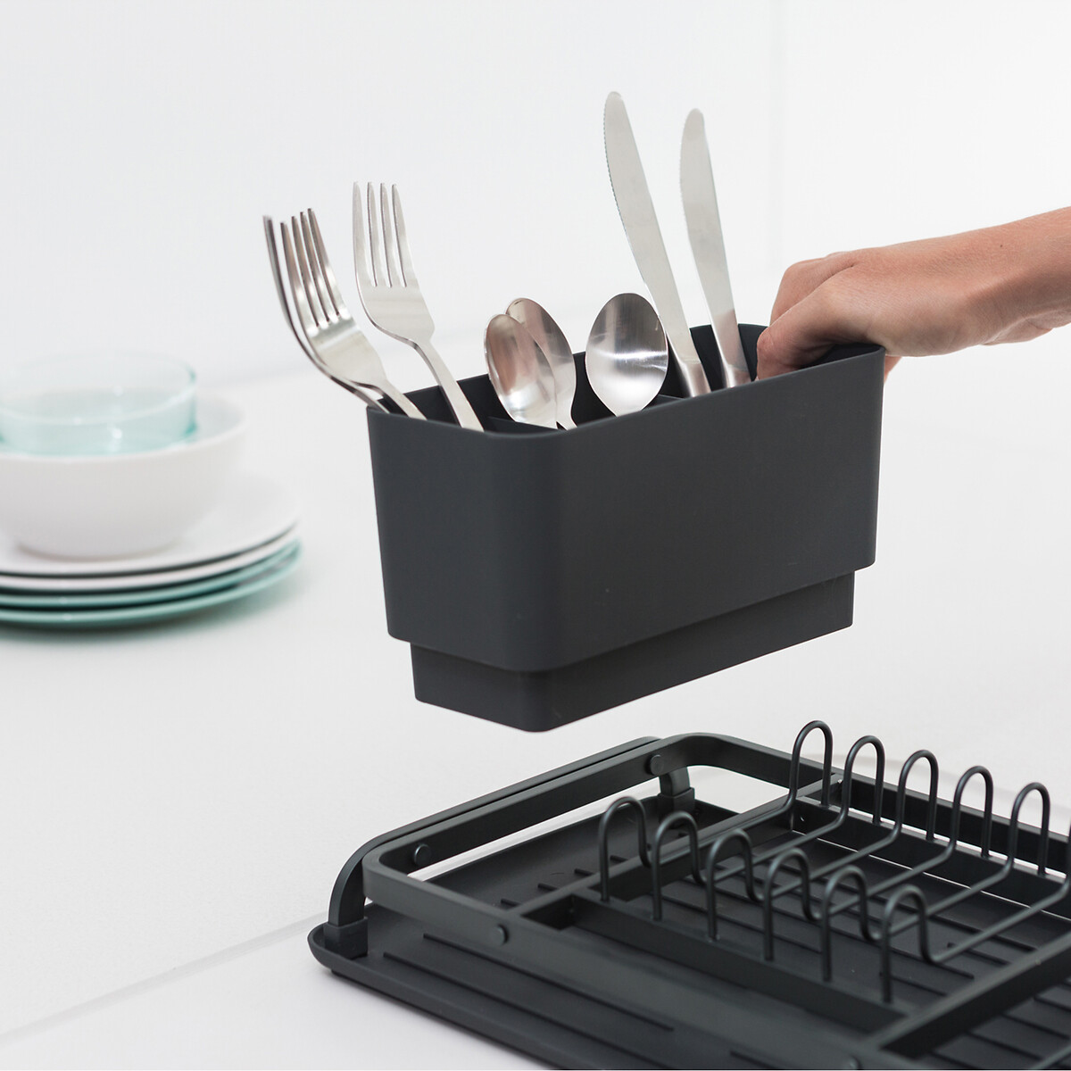 Compact Dish Drying Rack dark grey, BRABANTIA