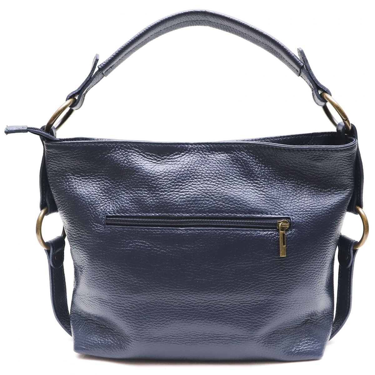 Sac à main en cuir grainé italien SETE B bleu marine, OH MY BAG
