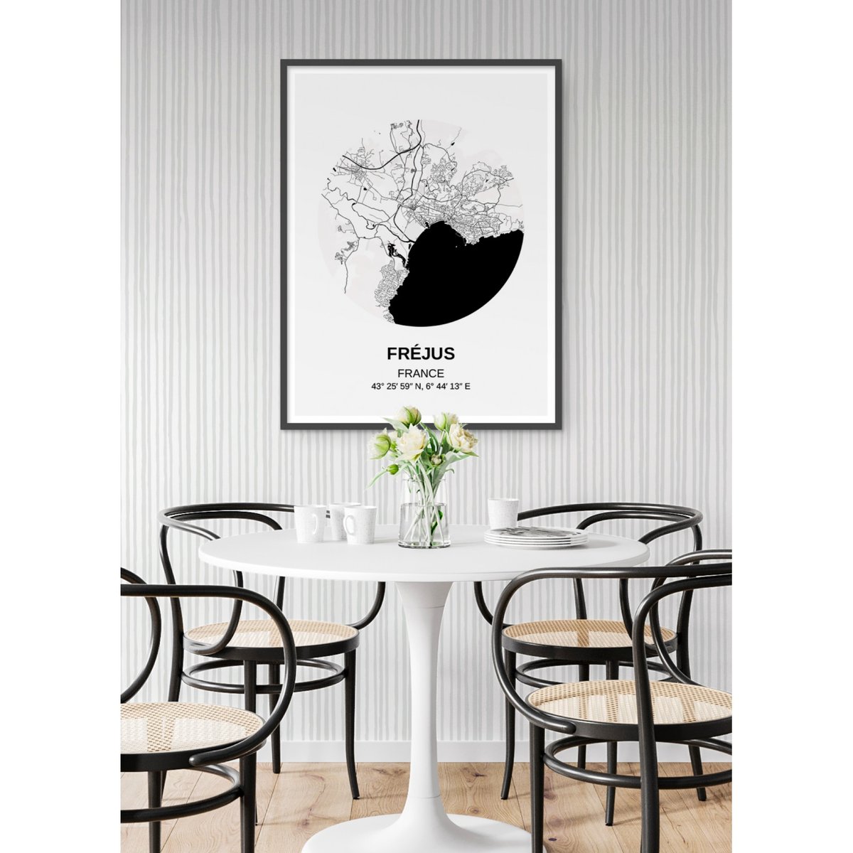 Affiche Carte Fréjus blanc, L'AFFICHERIE