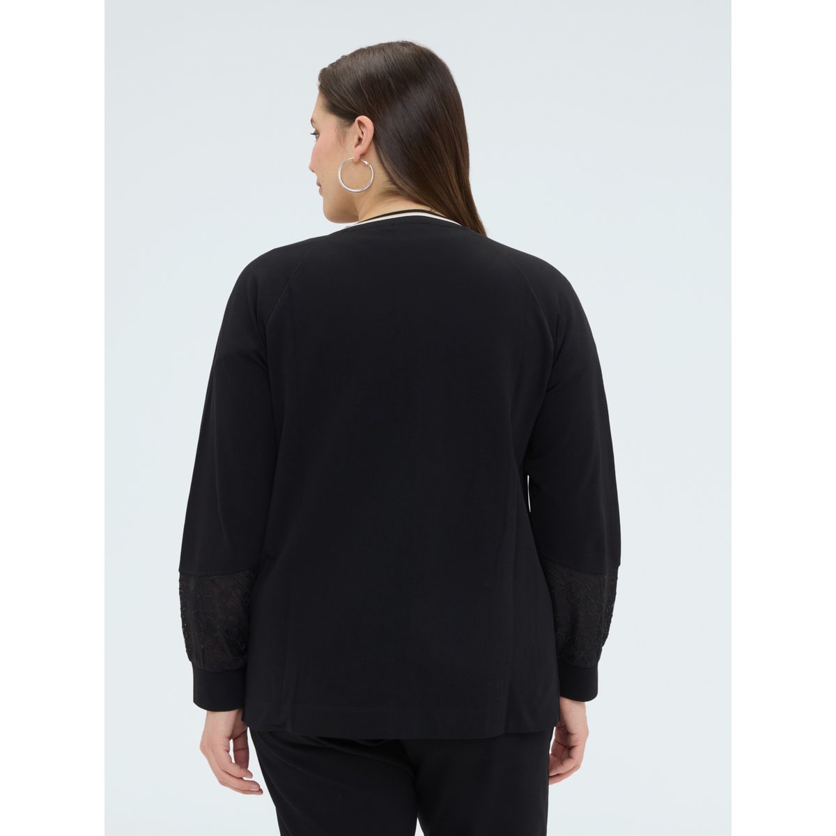 Sweat ouvert avec broderie florale noir, FIORELLA RUBINO