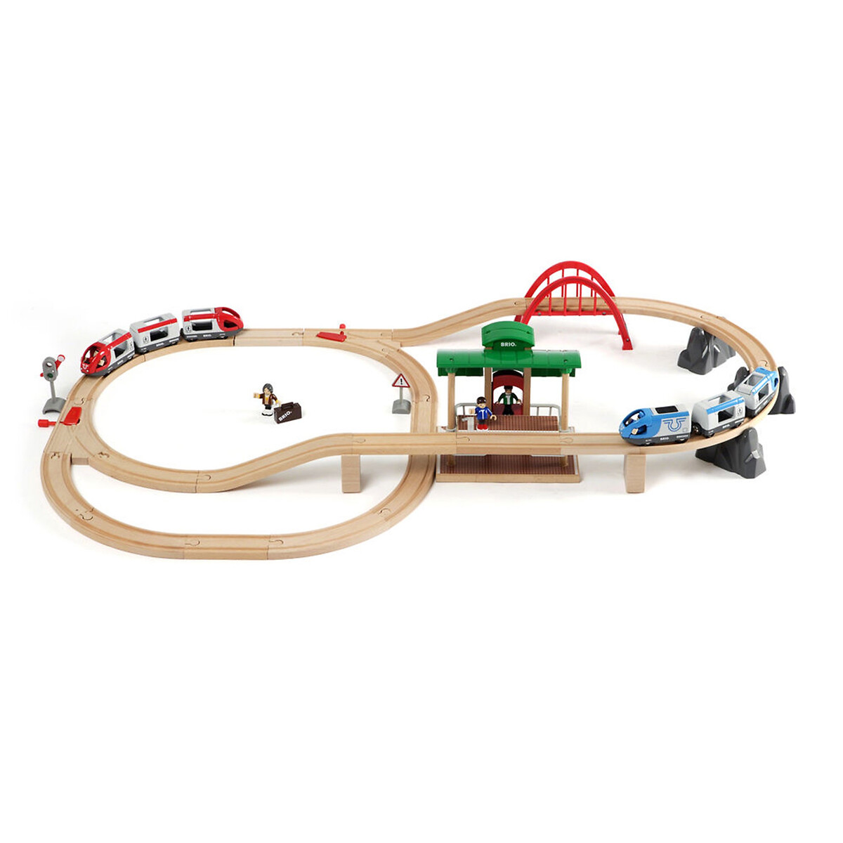 Circuit plateforme voyageurs multicolore, BRIO