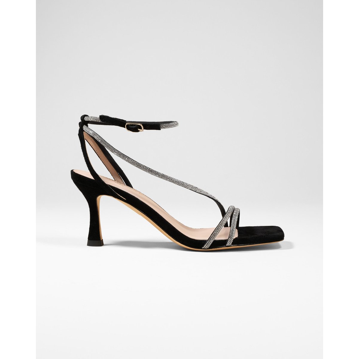 Sandales à strass et en daim CAPRI noir, MI MAI