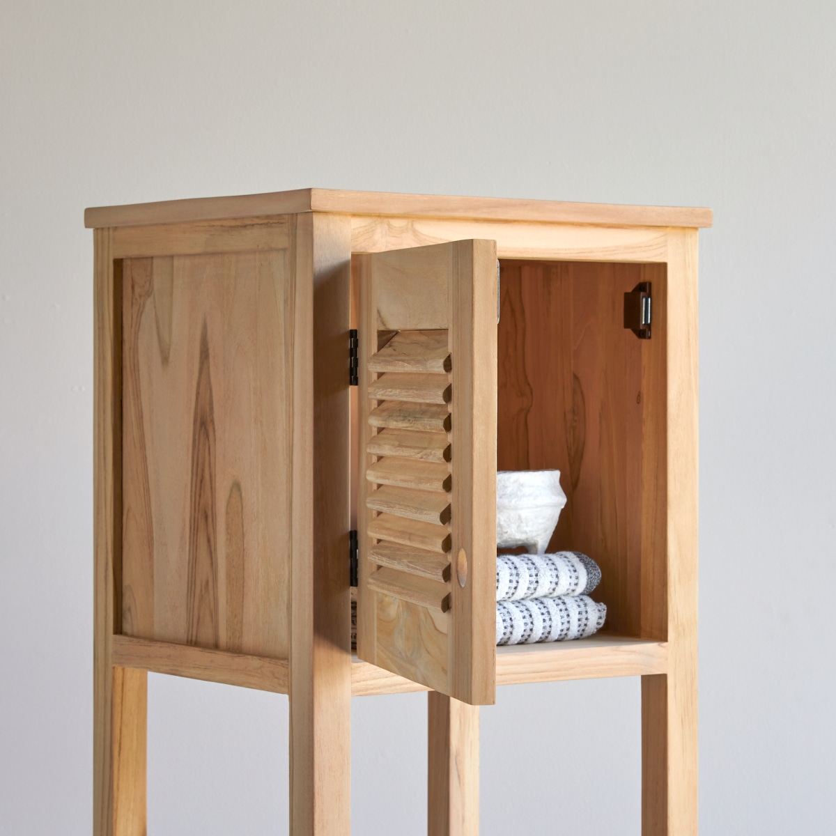 Colonne de salle de bain en Teck massif, COLINE naturel, TIKAMOON