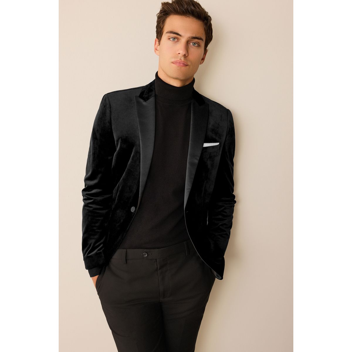 Blazer en velours noir, NEXT