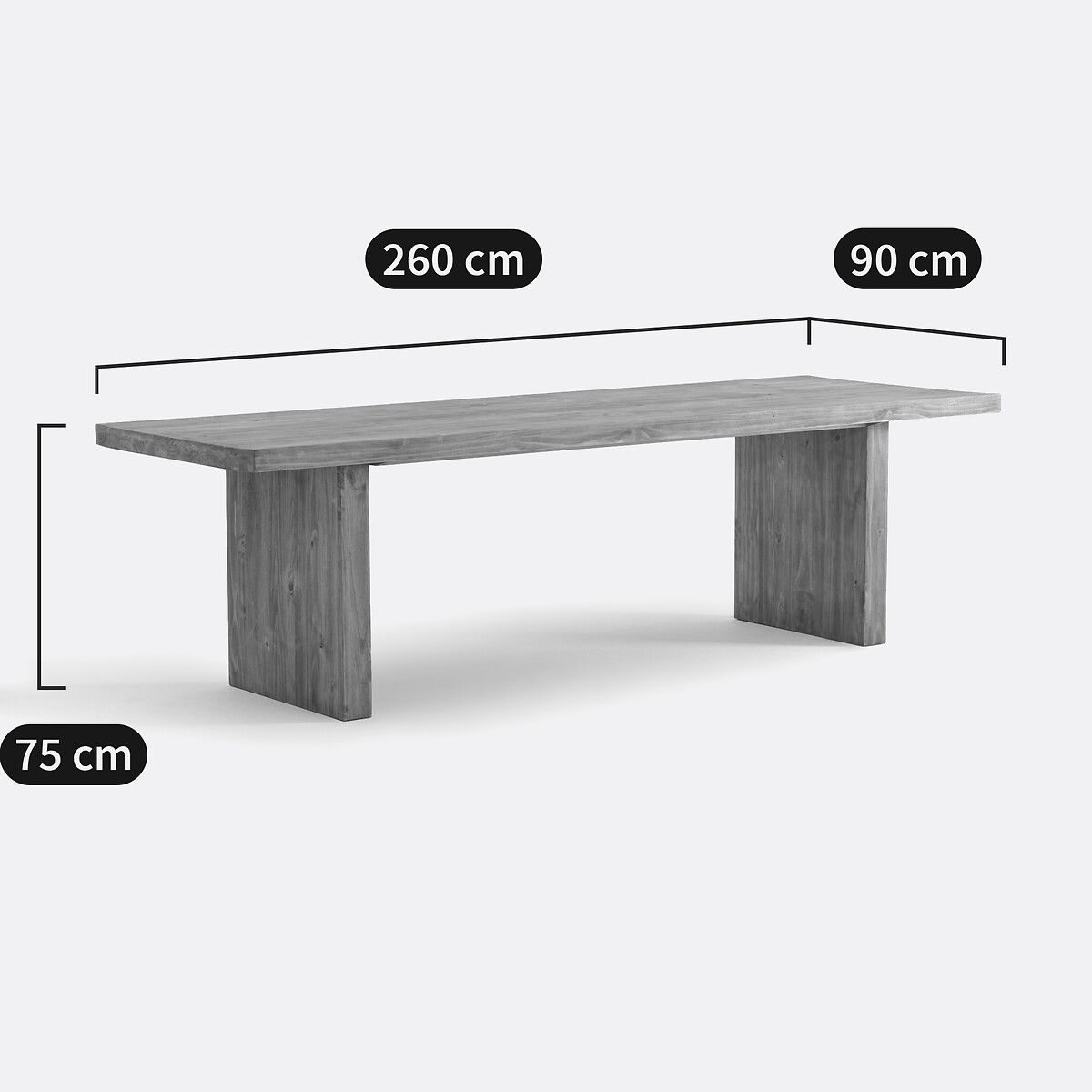 Table à manger, rectangulaire, en pin massif, 8 à 10 couverts, MALIO pin ciré, LA REDOUTE INTERIEURS