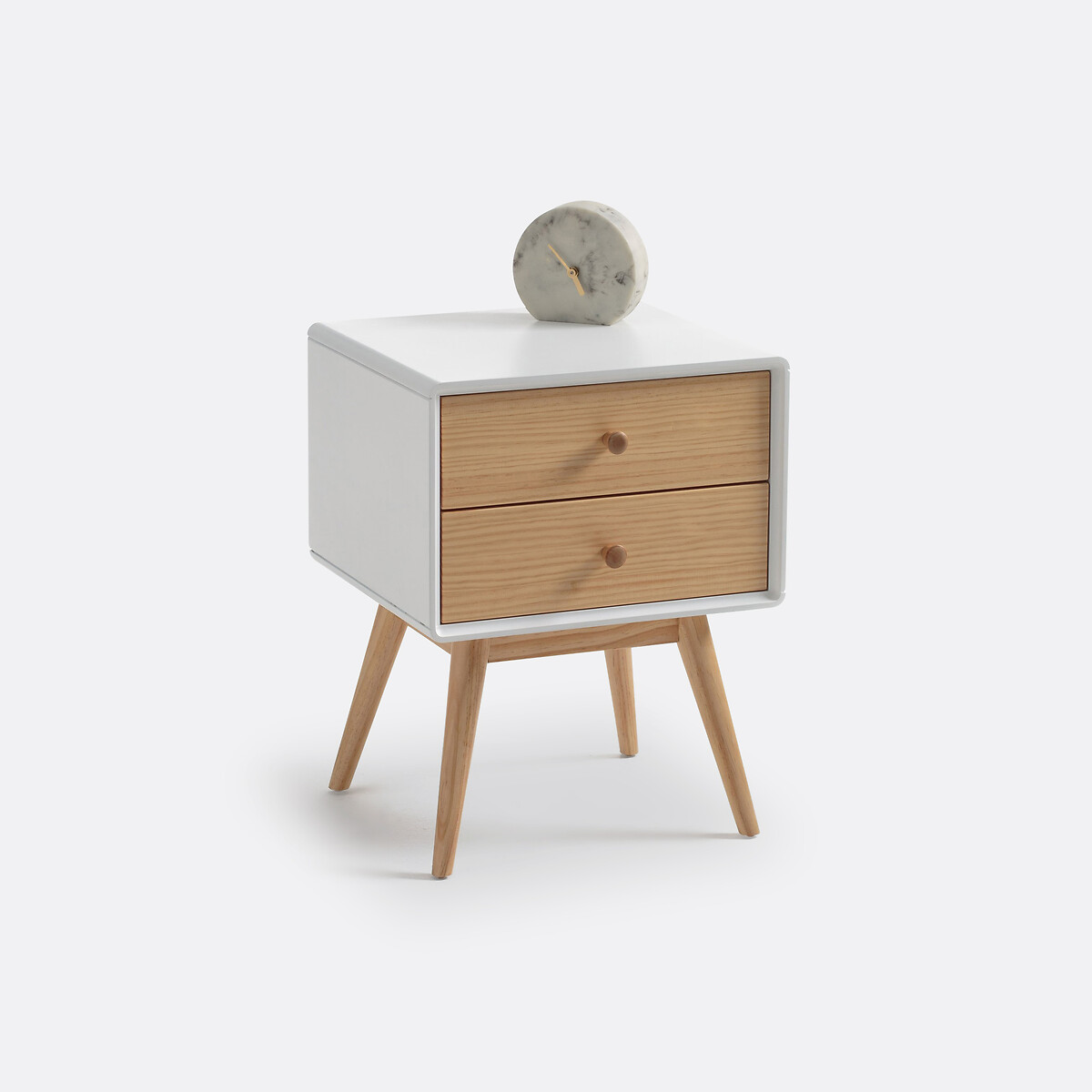 Chevet 2 tiroirs JIMI blanc/bois, LA REDOUTE INTERIEURS