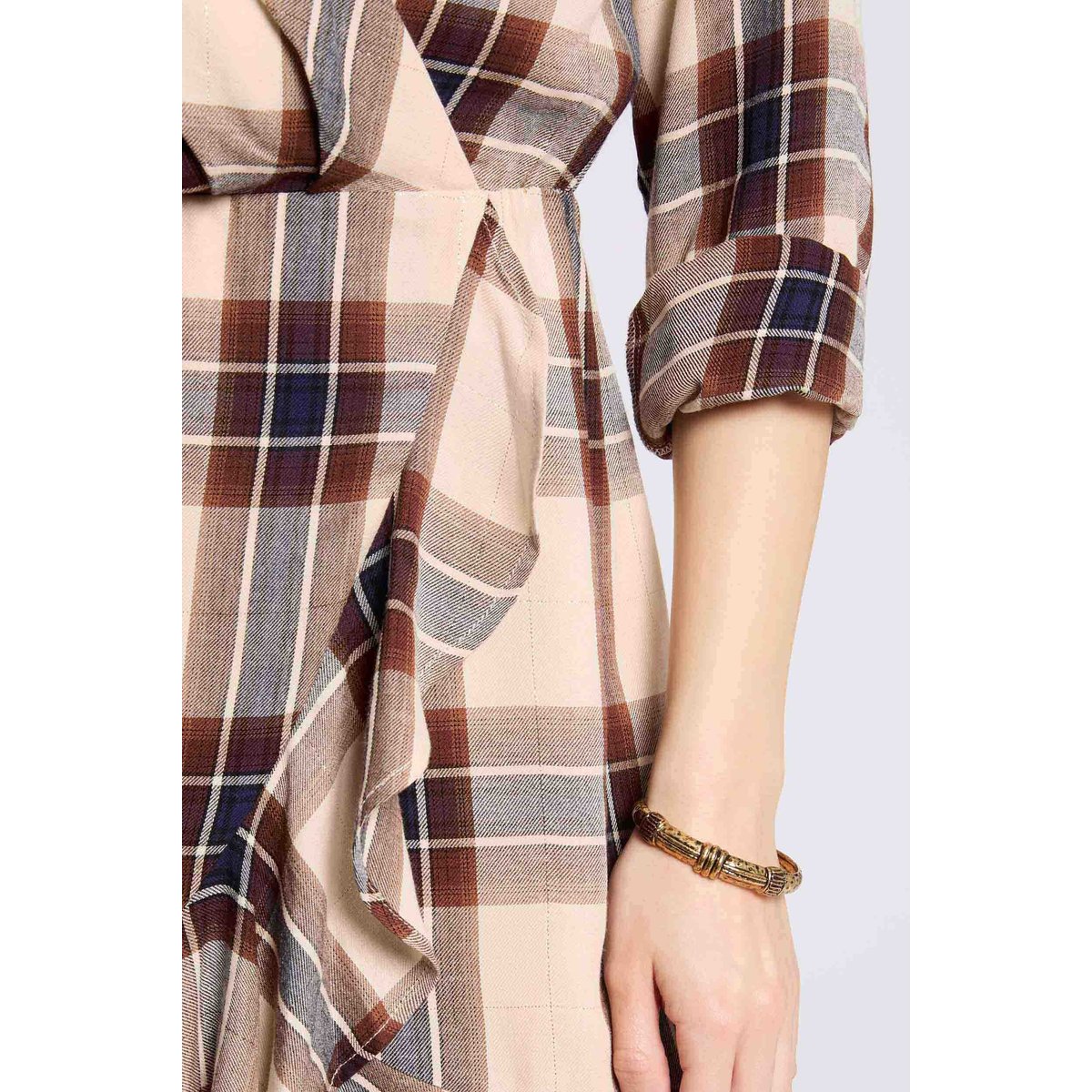 Robe portefeuille à carreaux multicolore, MORGAN