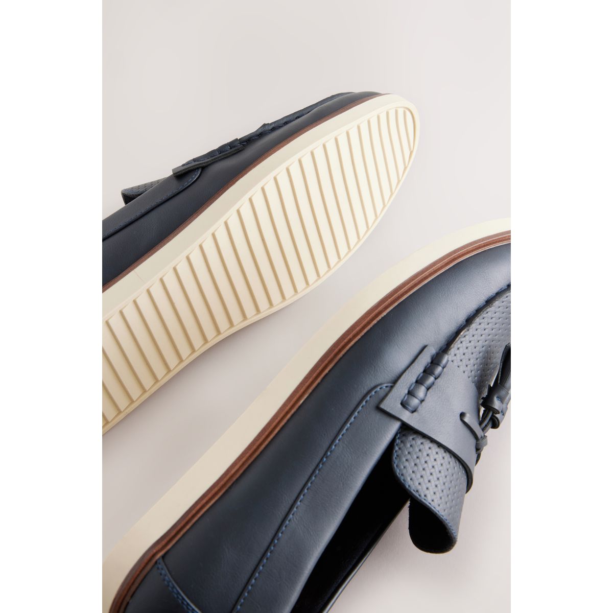 Mocassins à glands gaufrés bleu marine, NEXT