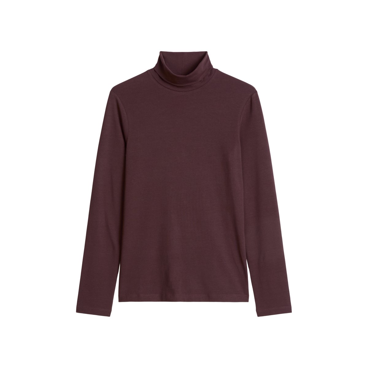 Turtleneck manches longues slim en single jersey élastique marron, MARC O’POLO DENIM