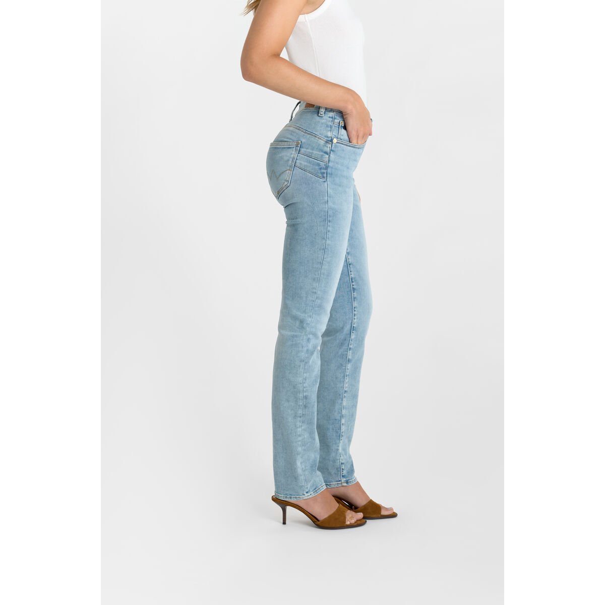 Jeans push-up droite taille haute PULP, longueur 34 blue, LE TEMPS DES CERISES