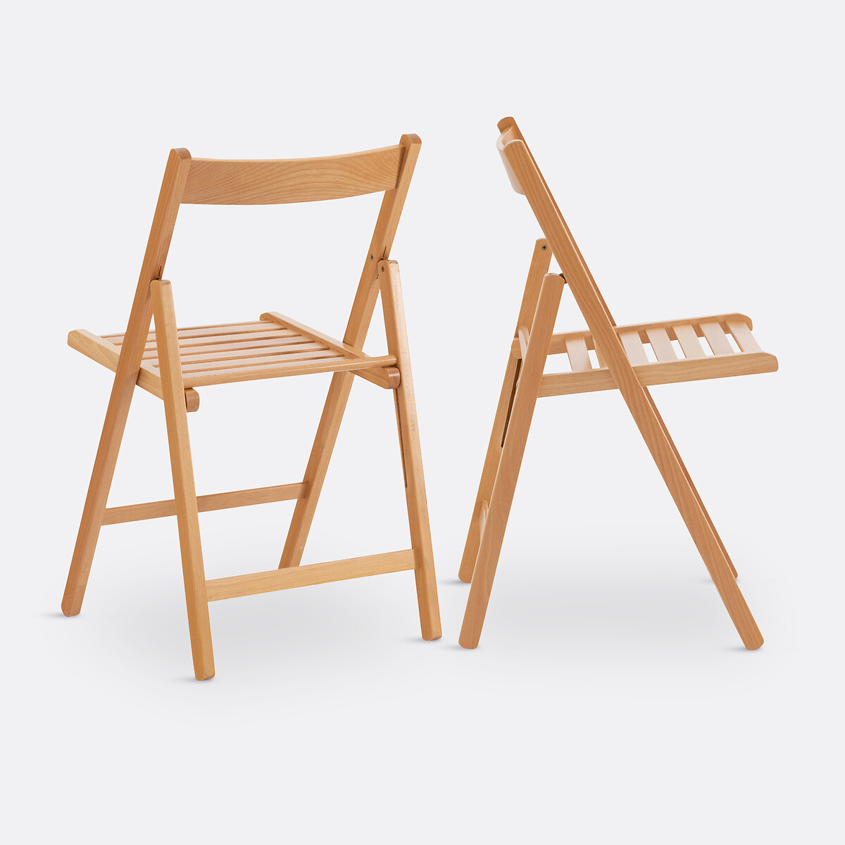 Lot de 2 chaises pliantes, hêtre massif, Yoann naturel, SO'HOME