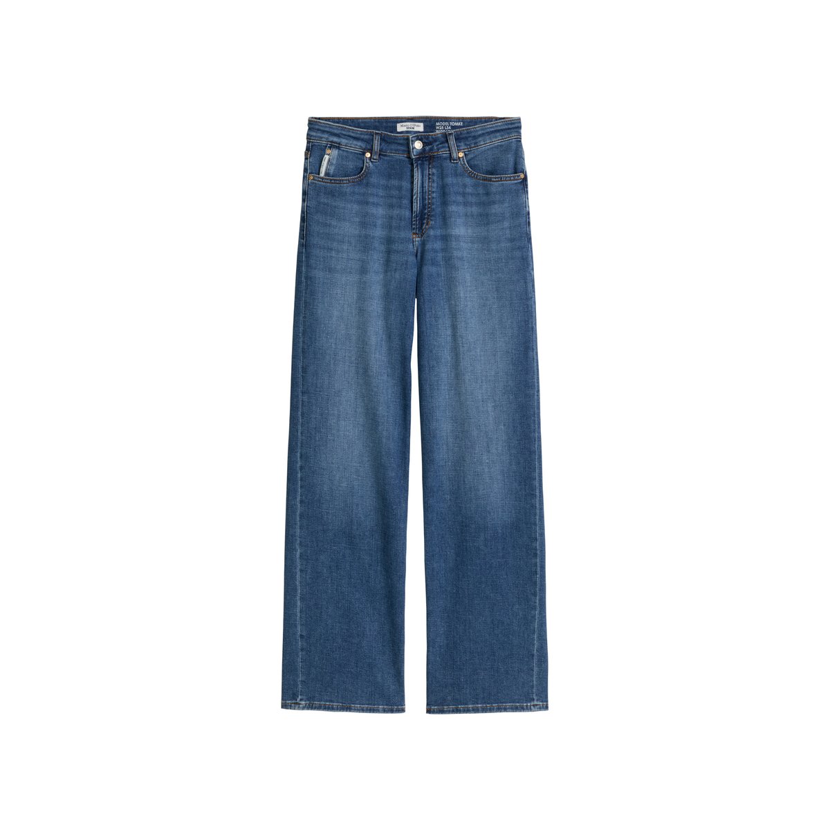 Jeans modèle Tomke large en coton organique stretch doux bleu moyen, MARC O’POLO DENIM
