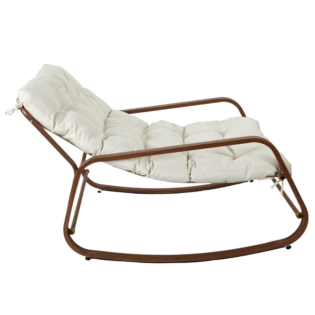 Fauteuil à bascule d'extérieur avec coussin MANDA blanc, THE HOME DECO FACTORY