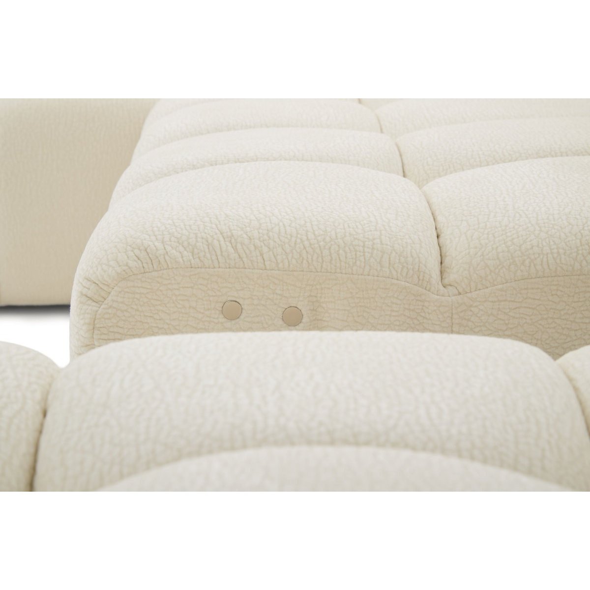 Canapé d'angle convertible 4 places en tissu texturé, ANDRE blanc, BOBOCHIC