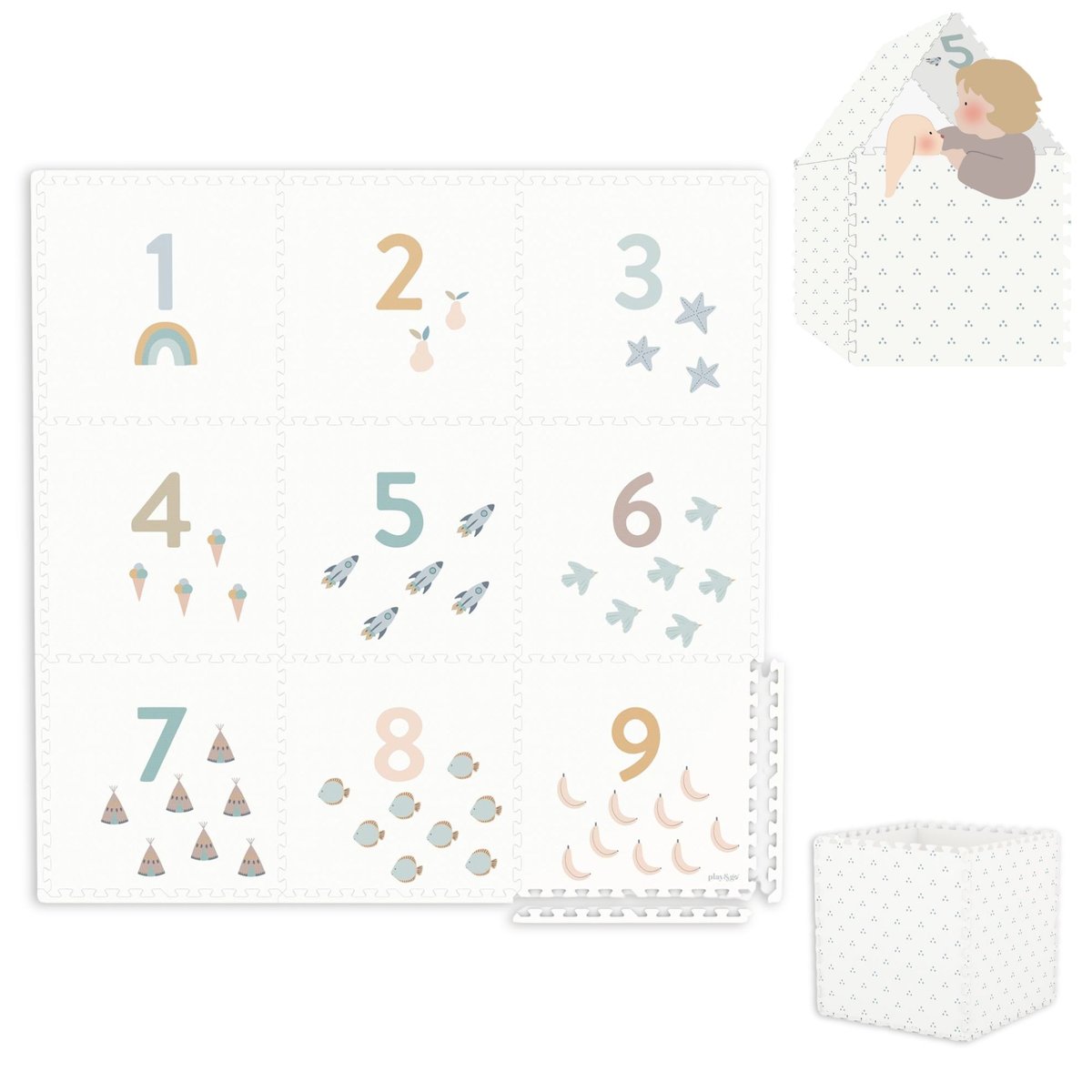 play&go - tapis puzzel, boîte de rangement & mini maison - numbers multicolor, PLAY ET GO