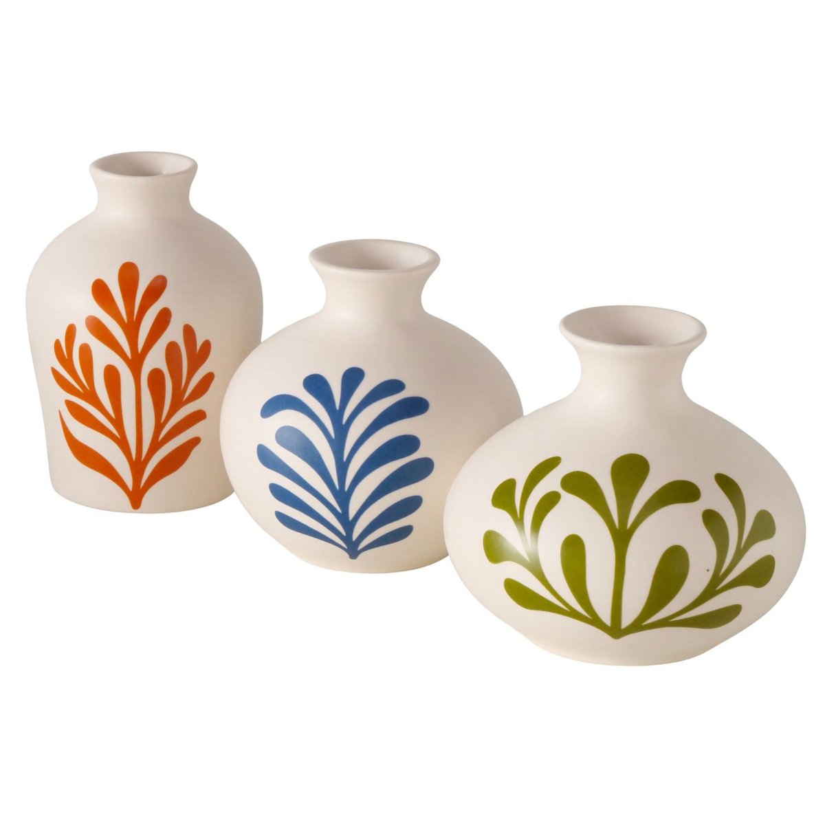 Set de 3 petits vases design en céramique 10.5x10.5x11cm beige, WADIGA