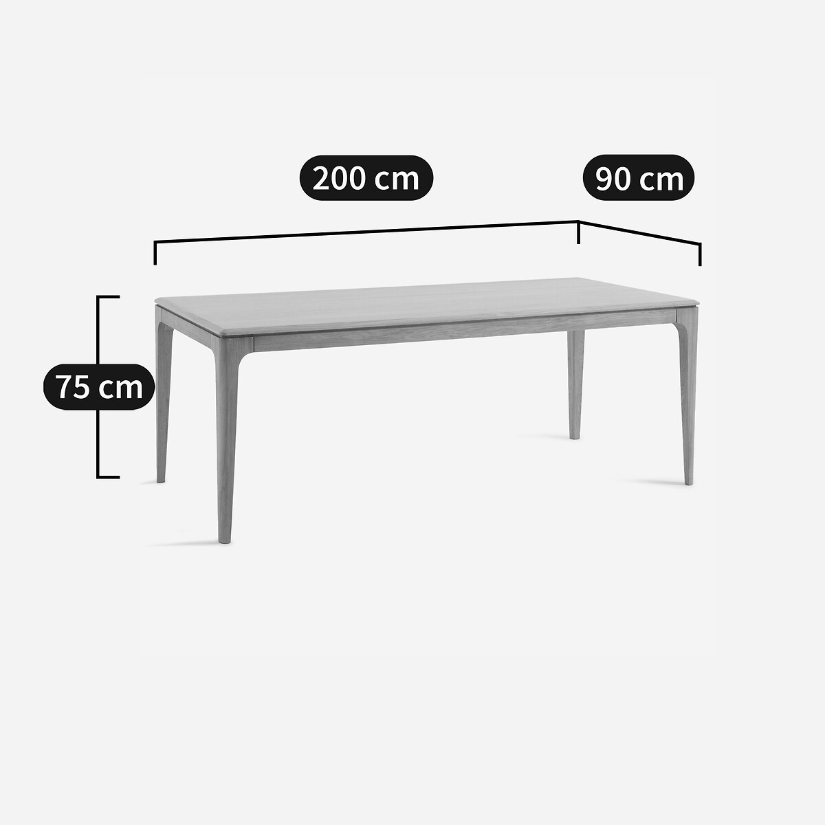 Table chêne massif et plaqué chêne, 8 couverts, SANARA chêne naturel, AM.PM