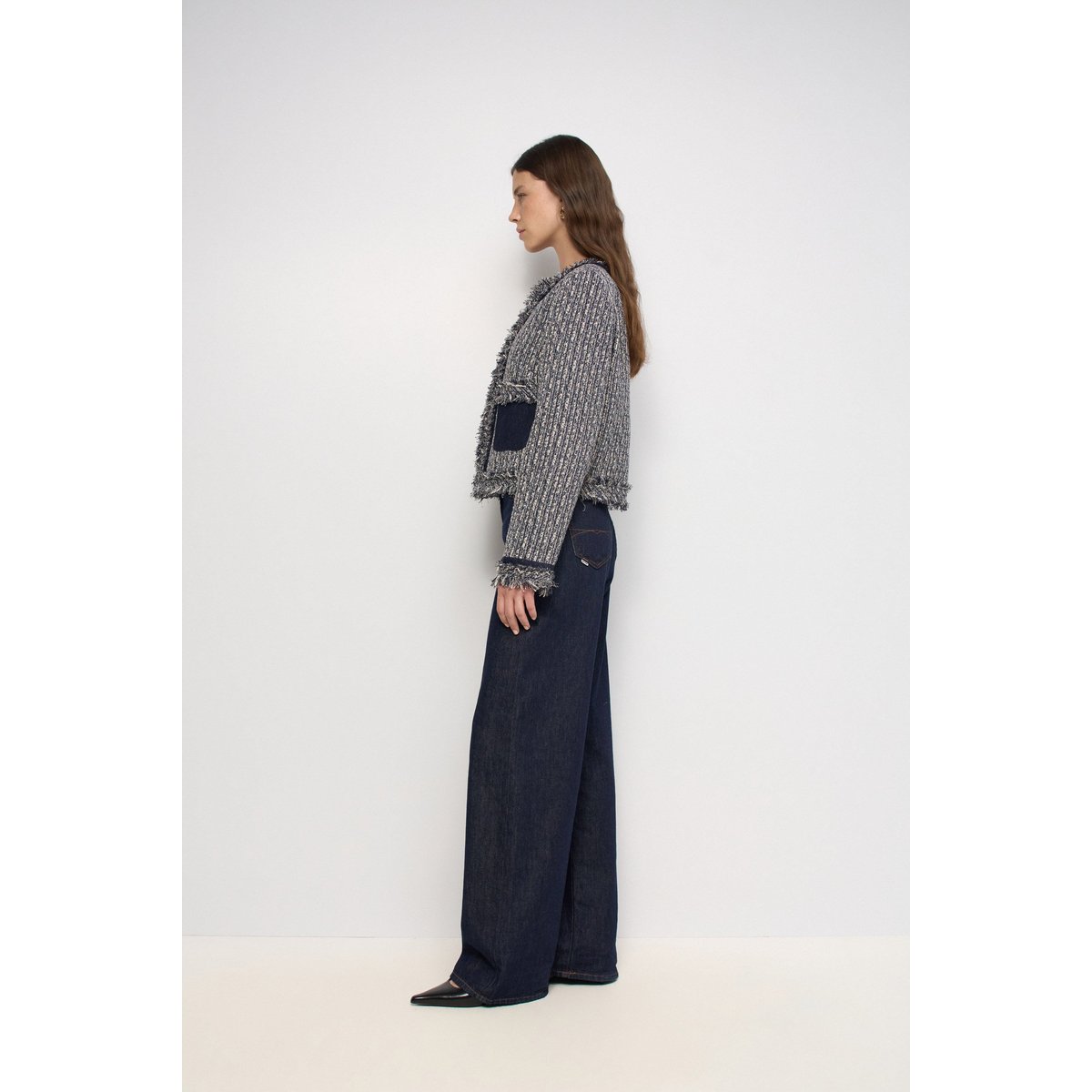 VESTE EN TWEED À FRANGES bleu, SALSA JEANS