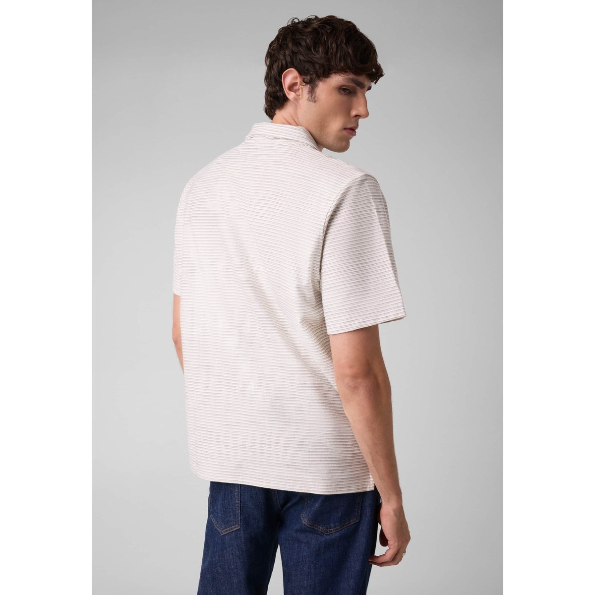 Polo Rayé Coupe Classique blanc, GUESS JEANS