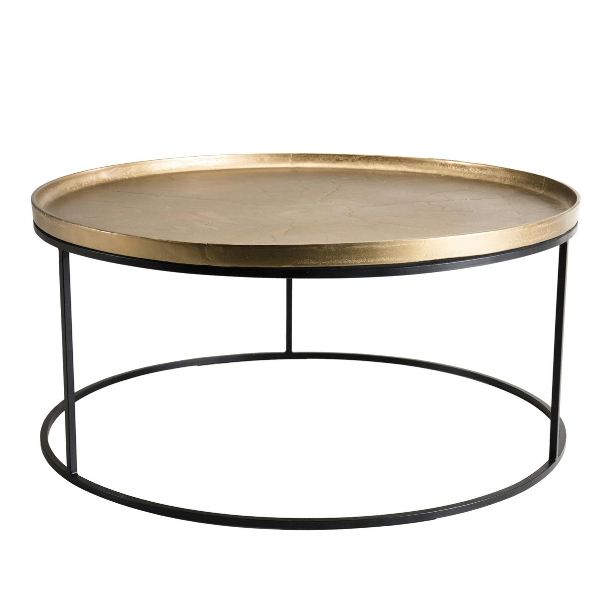 Table basse ronde contemporaine 88cm plateau métal doré style design ZALA doré, PIER IMPORT