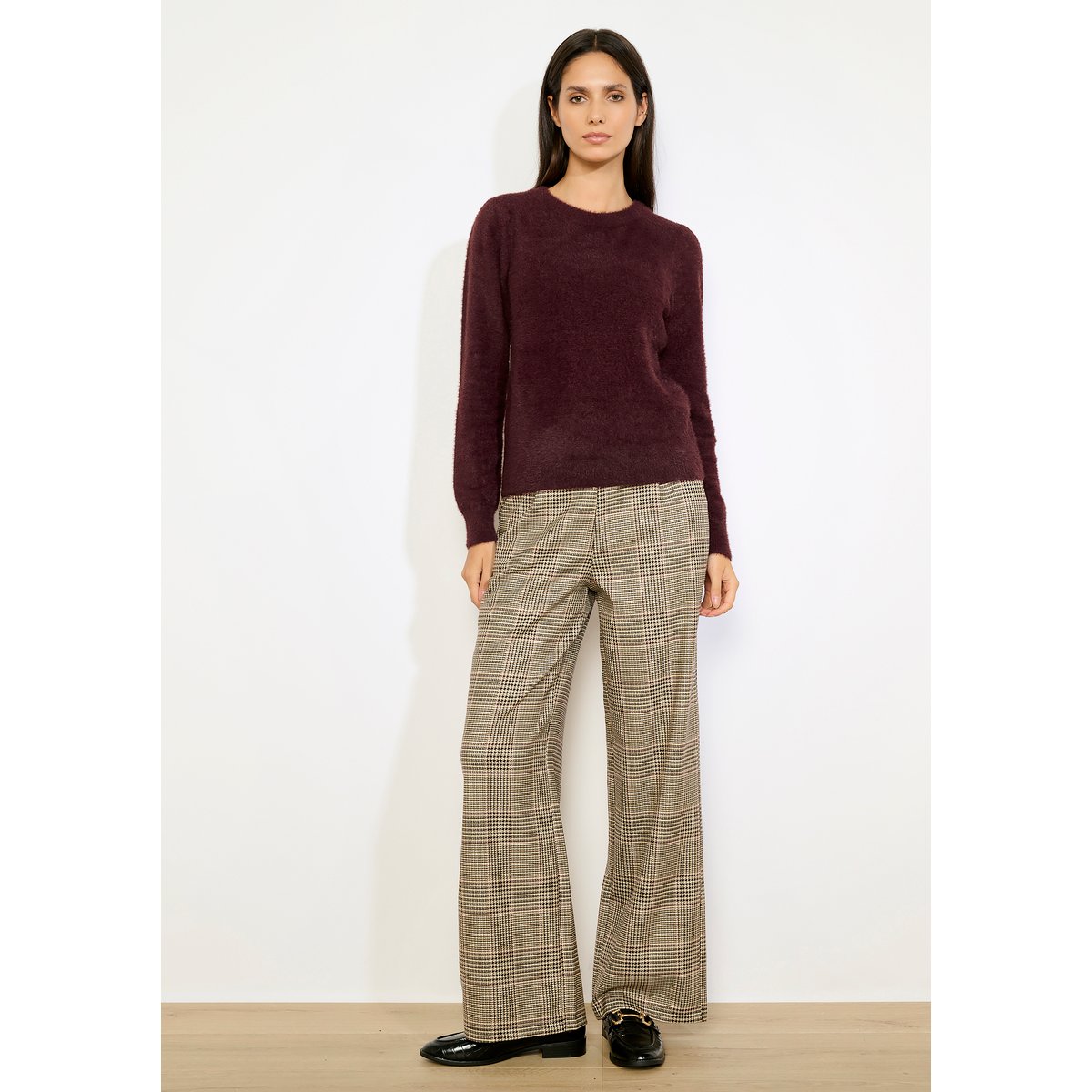 Pull en maille douce bordeaux wine, LOLALIZA