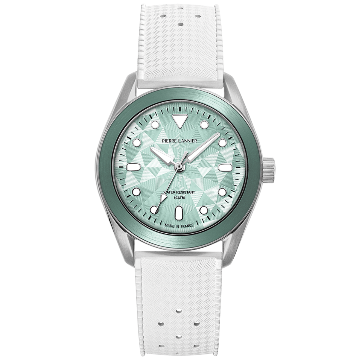 Montre Analogique BORA argenté vert blanc, PIERRE LANNIER