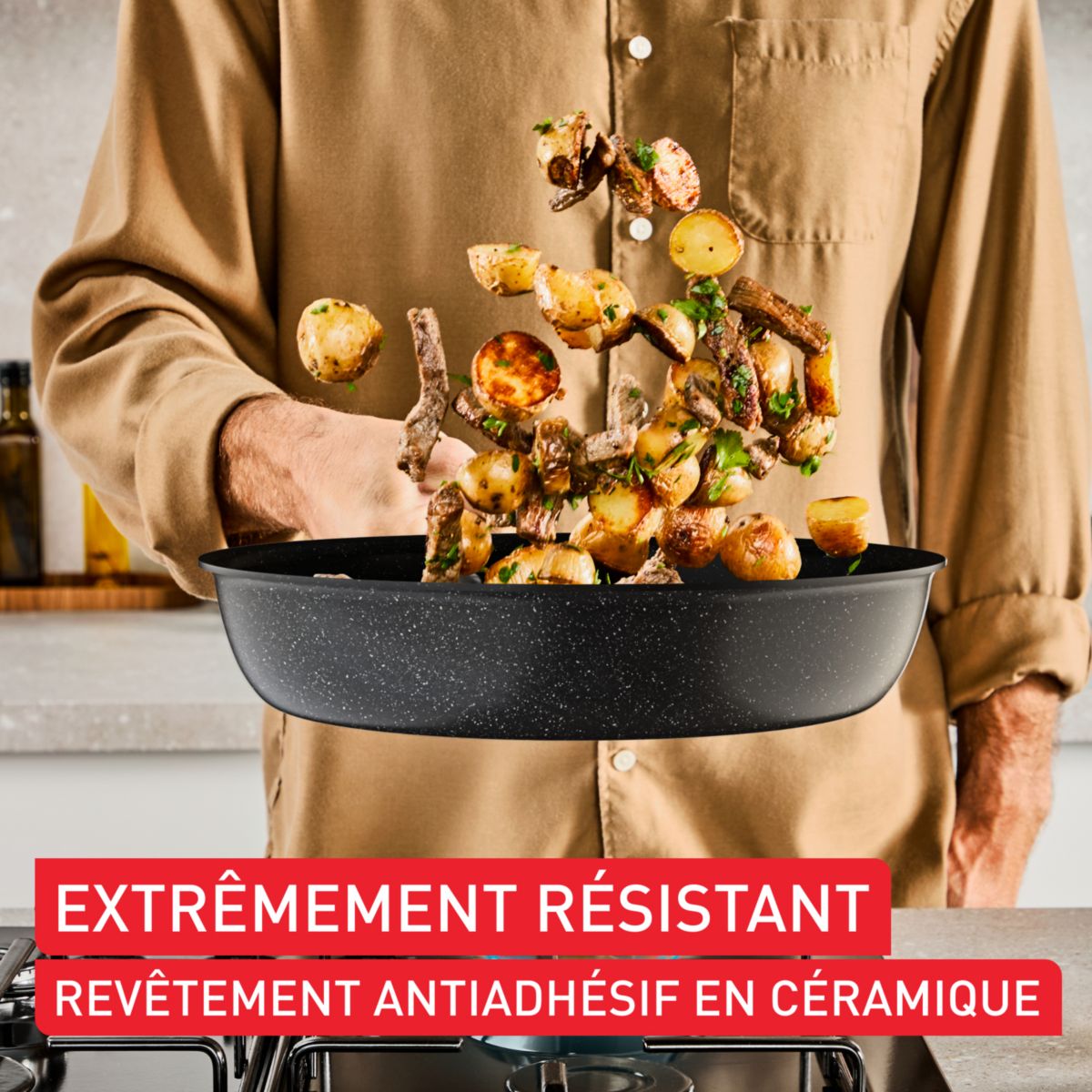 Wok EXCELLENCE + CERAM 28cm couleur unique, TEFAL