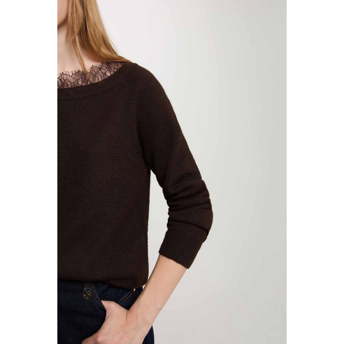 Pull col bateau marron foncé, MORGAN