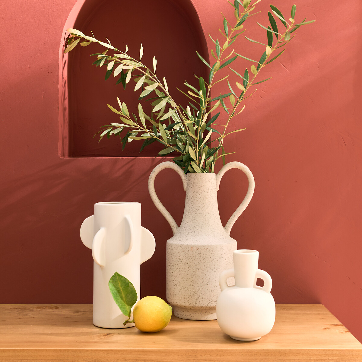 Vase Caldero, Steingut, H. 25 cm weiss, LA REDOUTE INTERIEURS
