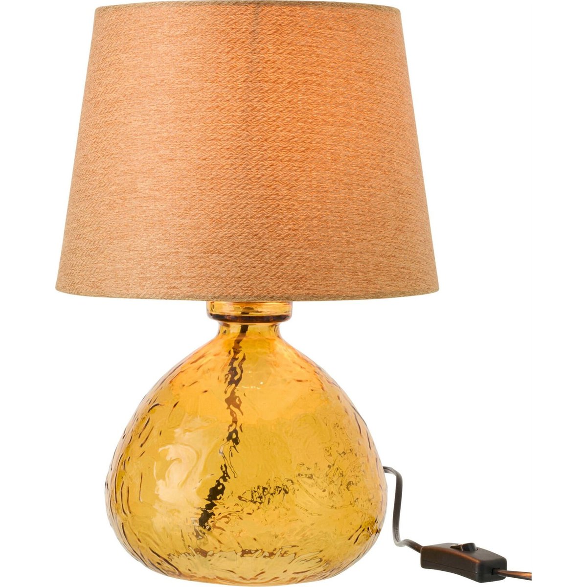 Lampe à poser boule en verre soufflé ocre, RECOLLECTION