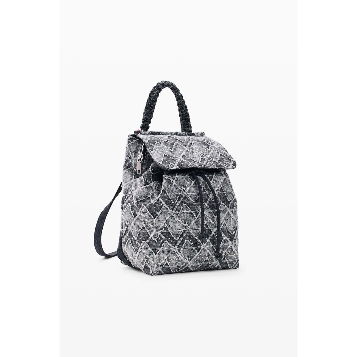 Petit sac à dos en denim à chevrons bleu, DESIGUAL