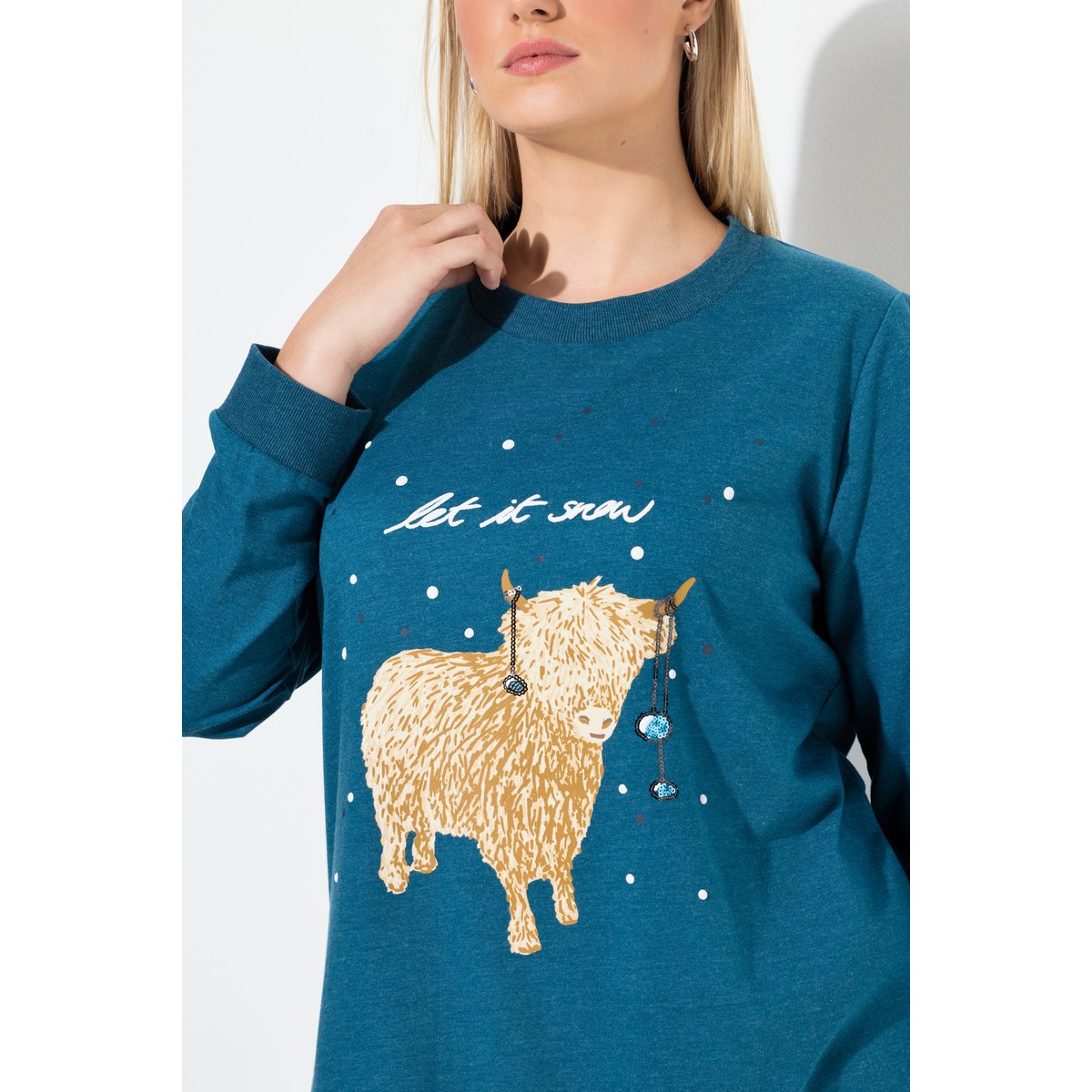 Sweat-shirt à paillettes Let ot Snow pétrol, ULLA POPKEN