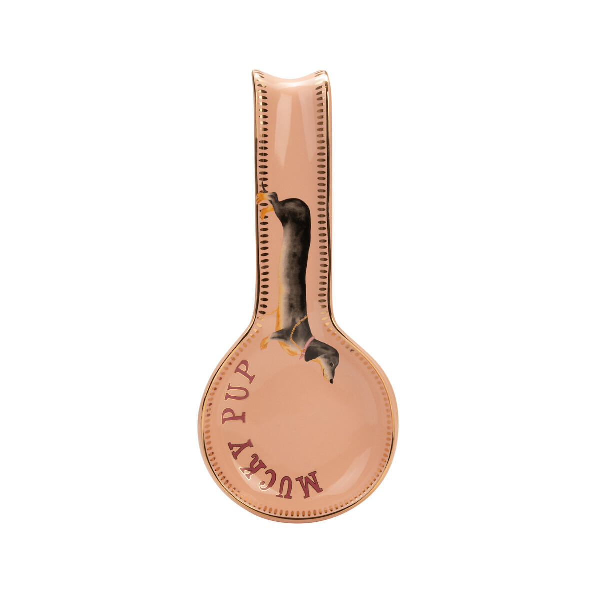 Ceramic Doggie "Mucky Pup" Spoon Rest pink, YVONNE ELLEN