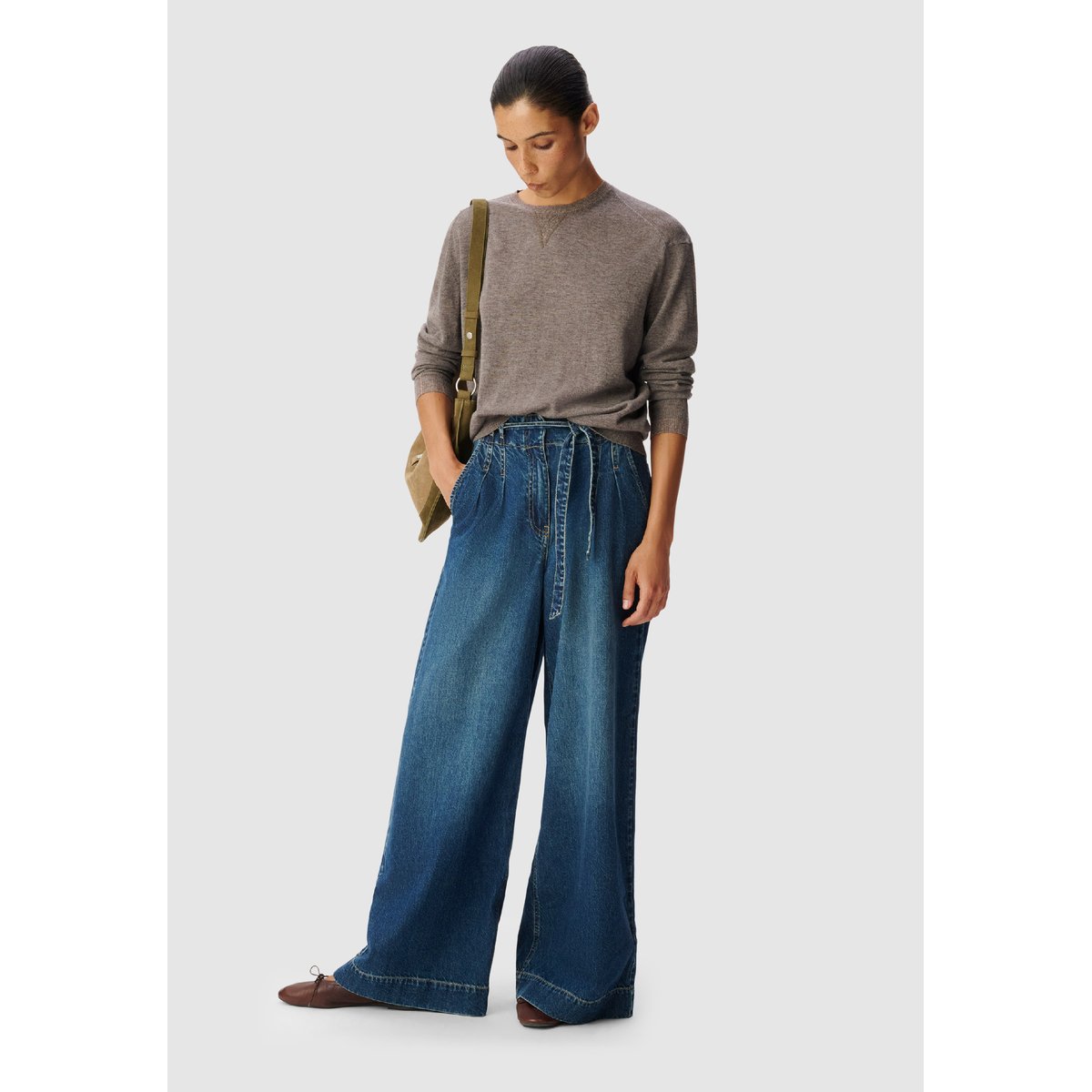 Pull tricot détail fil textile marron, IKKS