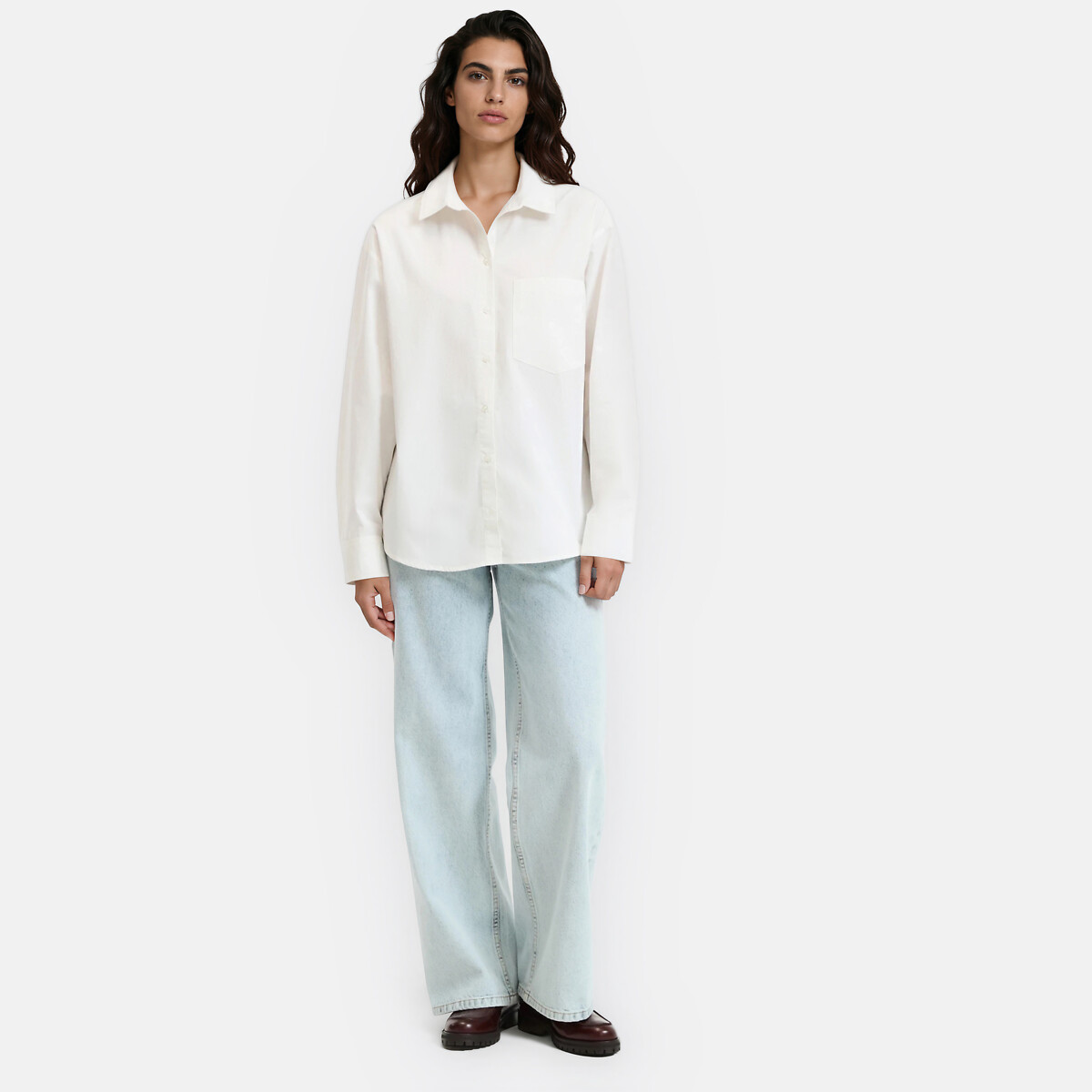 Chemise ample en coton, Signature MARLENE blanc cassé, LA REDOUTE COLLECTIONS