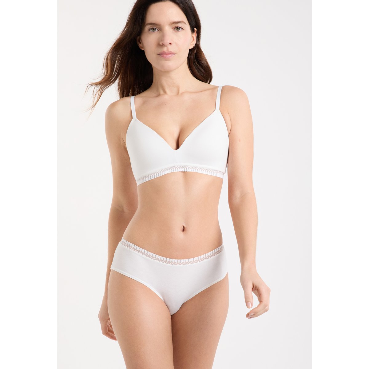 Soutien-gorge sans armatures coques fines en coton biologique HAPPILY blanc, ETAM