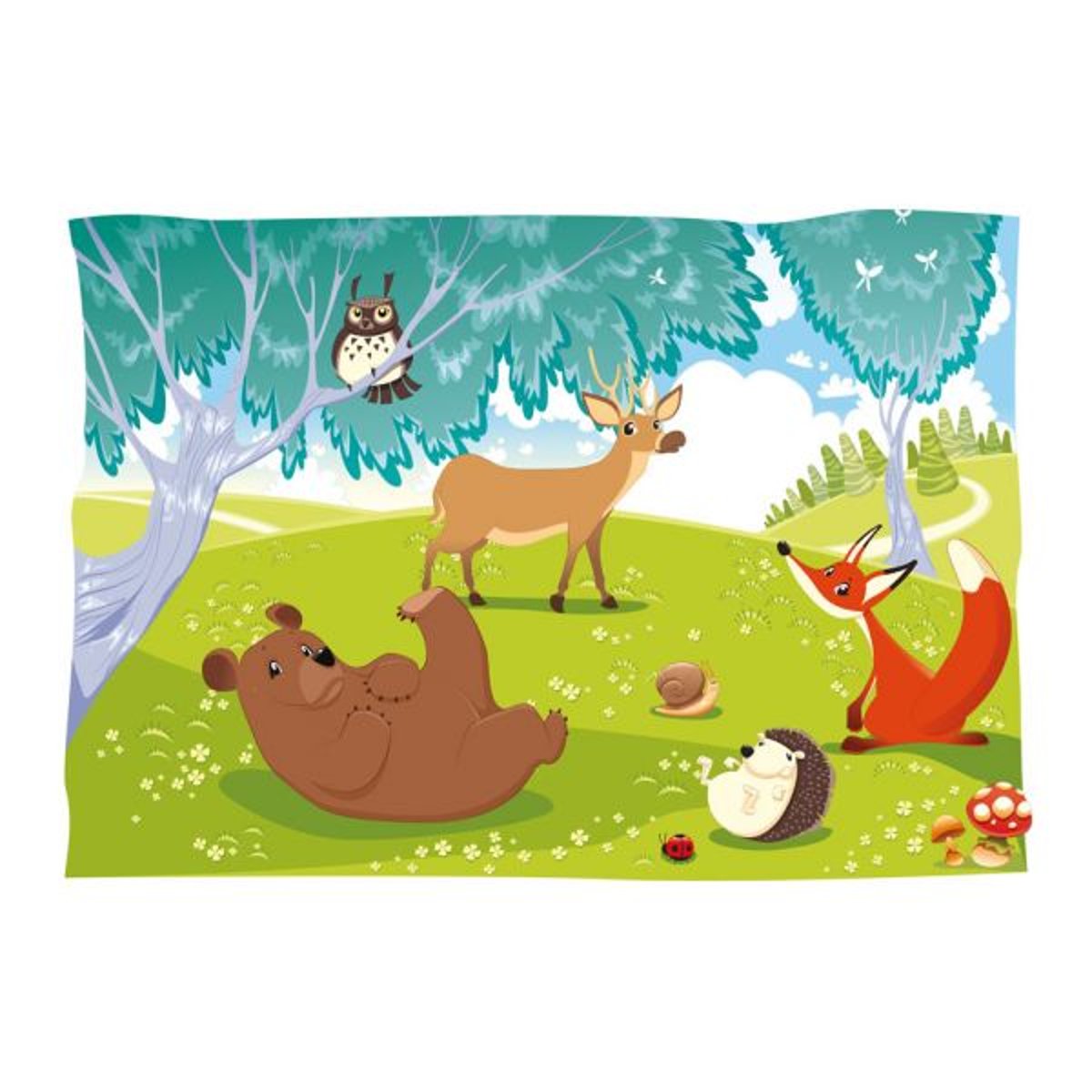 Papier peint intissé panoramique Pour enfants Animaux hilares bleu, EDEN