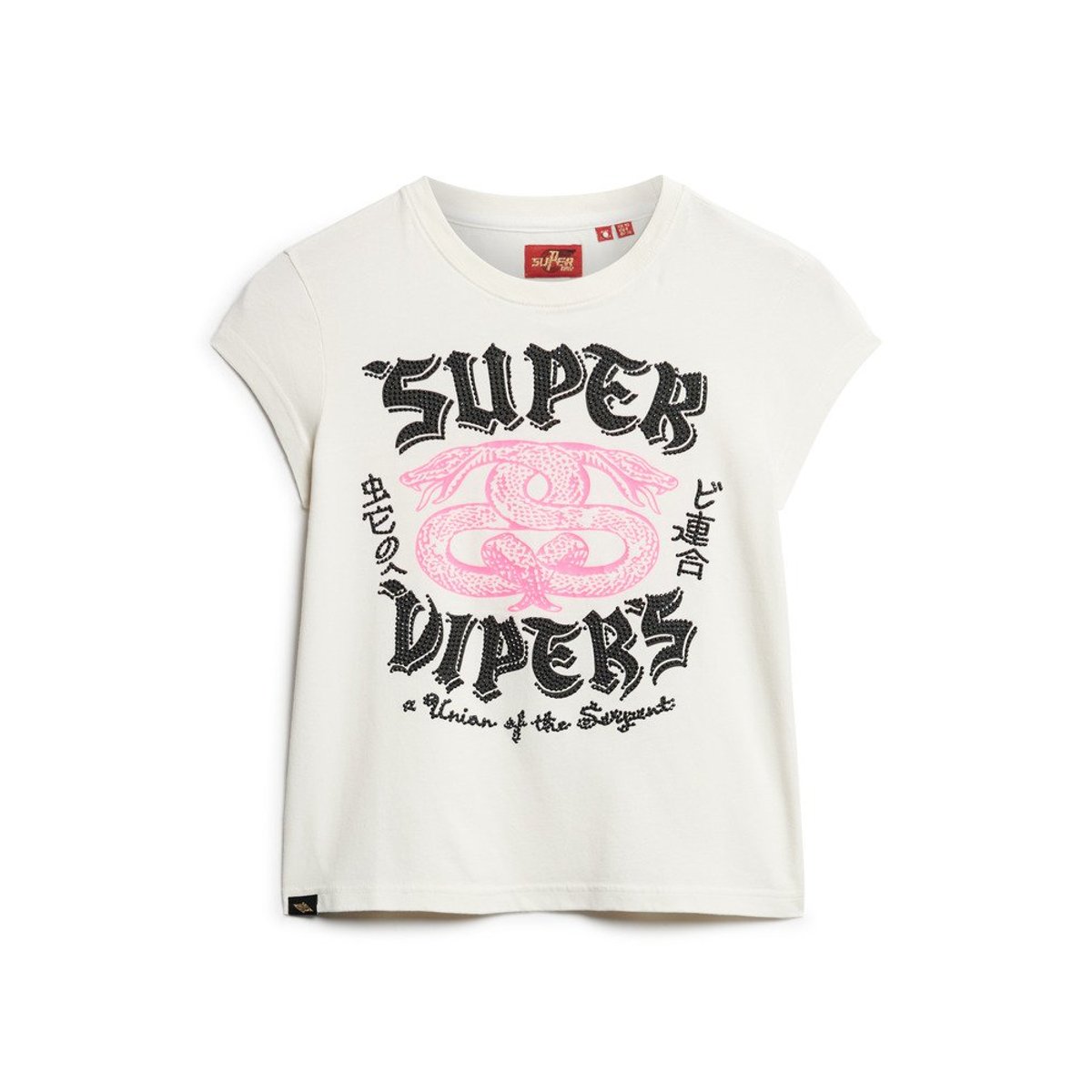 T-shirt fantaisie à mancherons et motif affiches écru, SUPERDRY