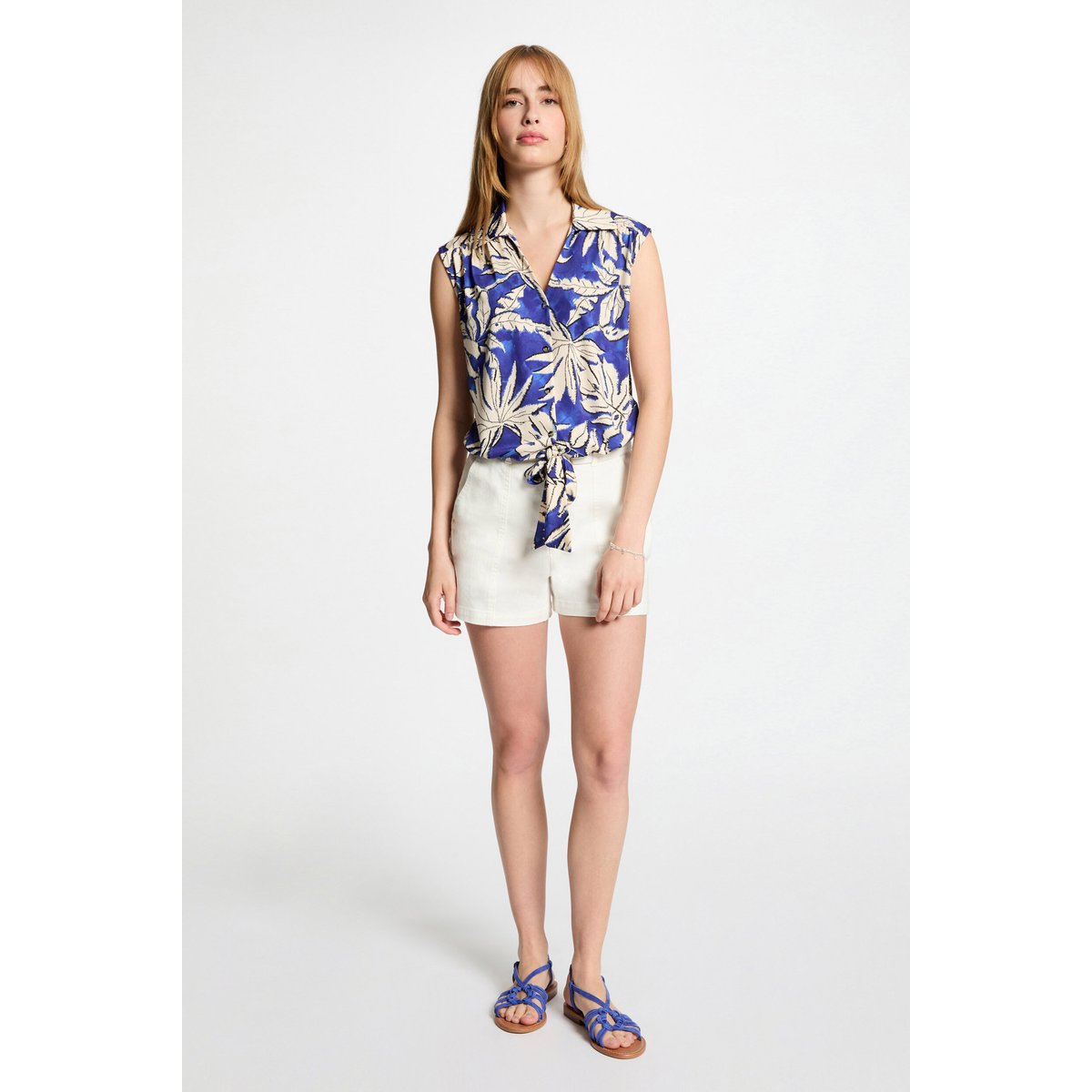 T-shirt manches courtes bleu electrique, MORGAN