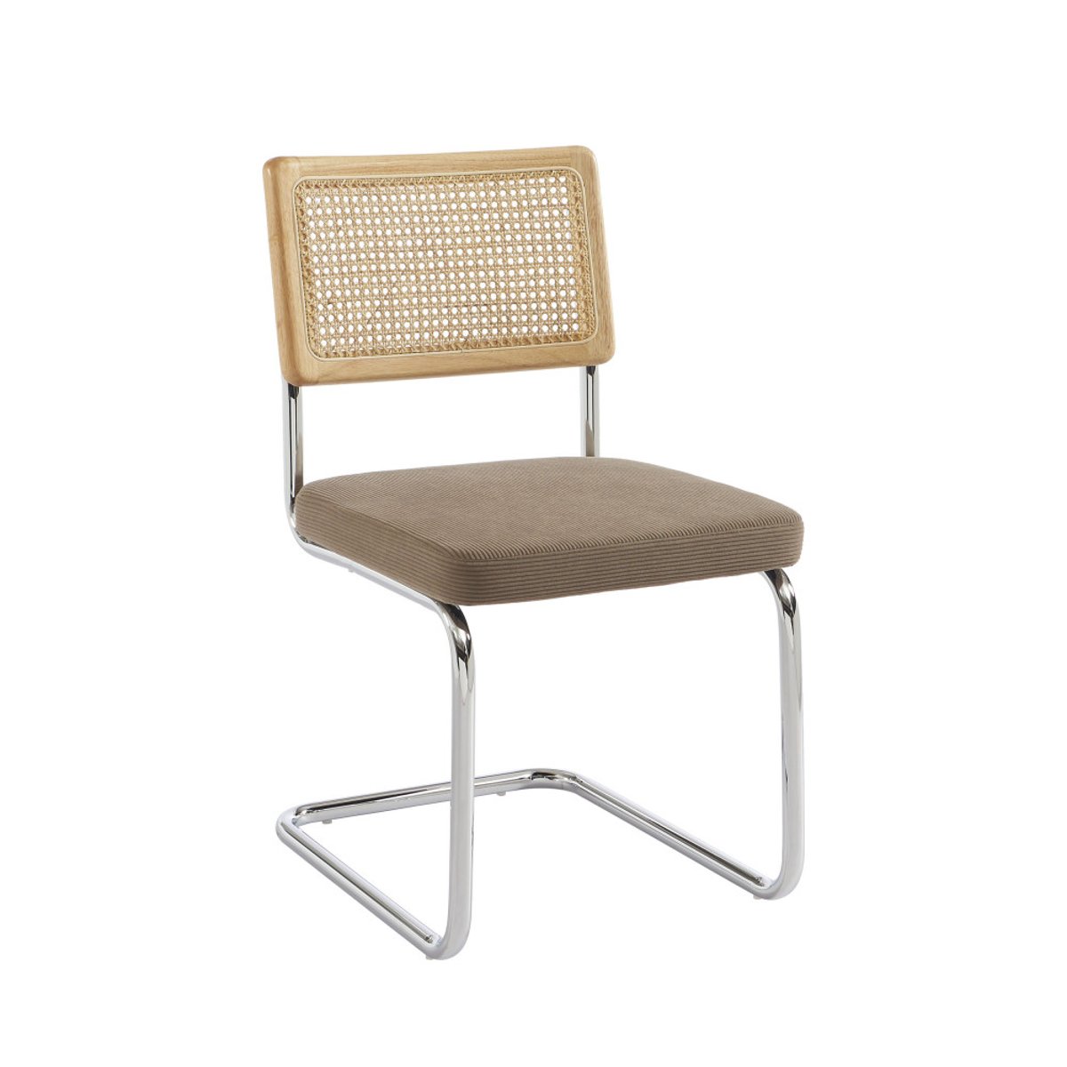 Lot de 2 chaises en velours côtelé pieds chrome- SKANA beige, DRAWER