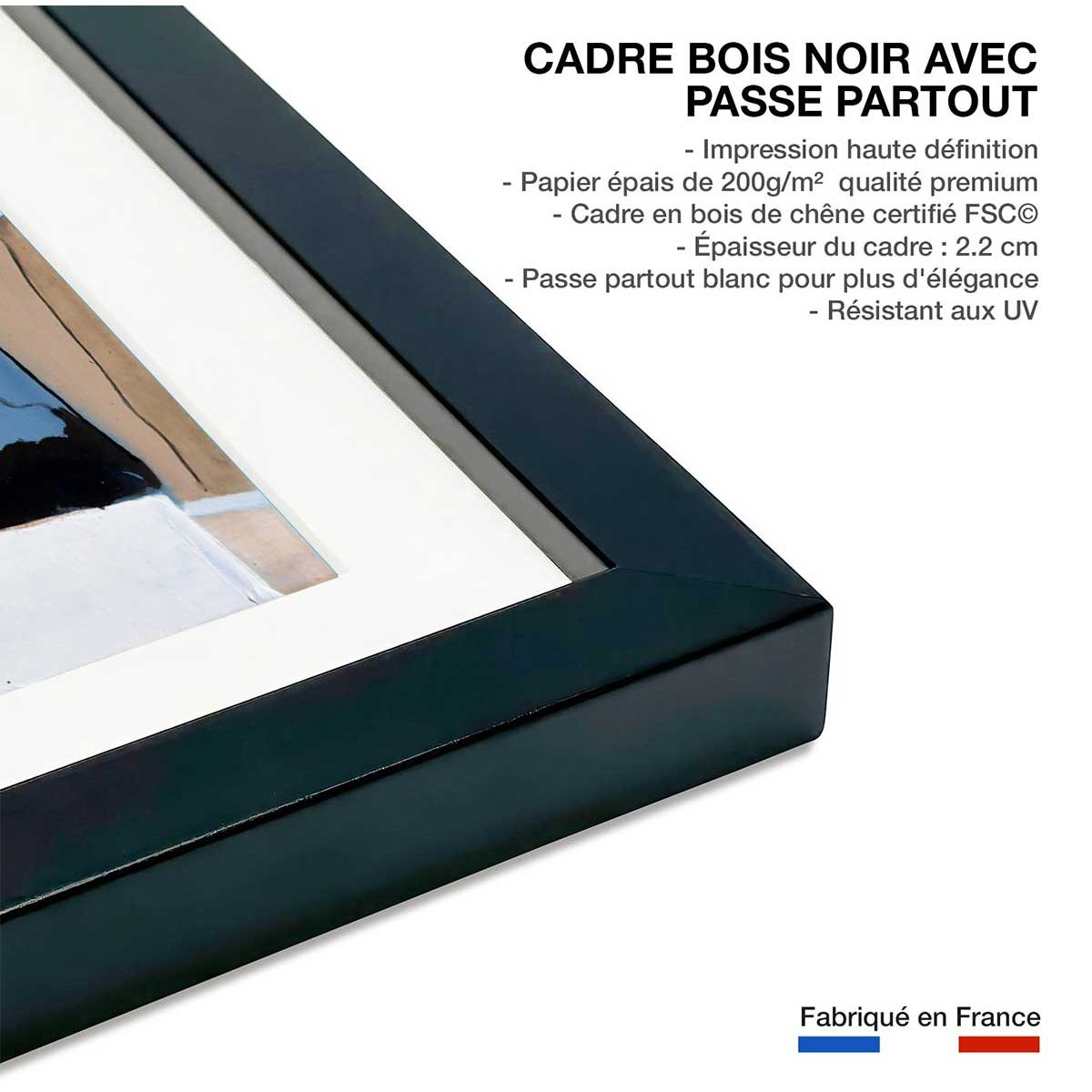 Affiche collage arlesienne affiche + cadre en bois - noir, HEXOA