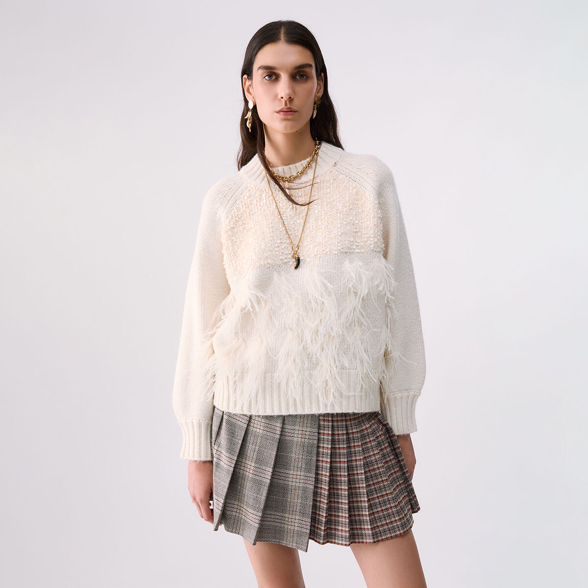 Maille avec plumes et paillettes beurre, LIU JO