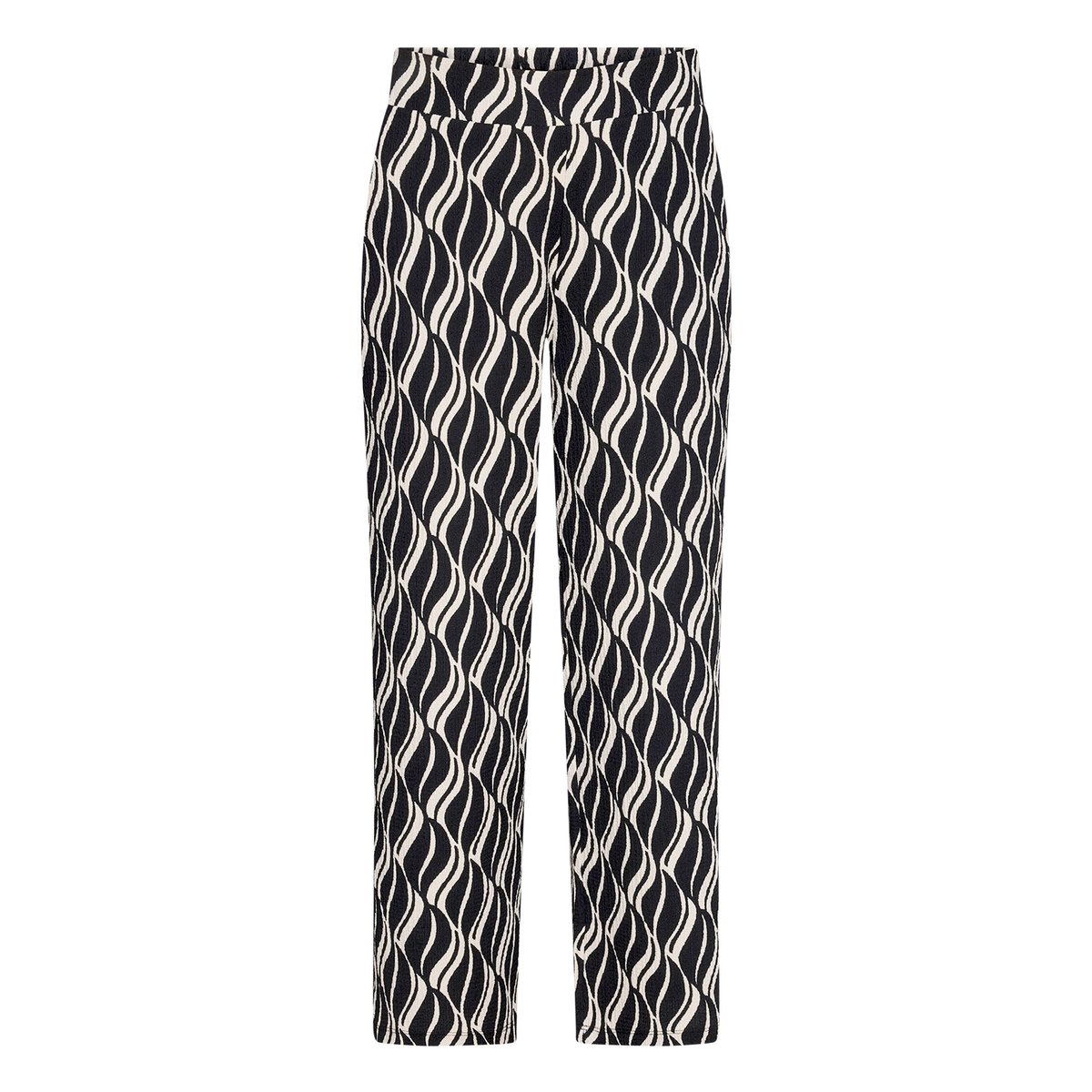 Pantalon Marlene à taille élastique noir/beige, BETTY BARCLAY